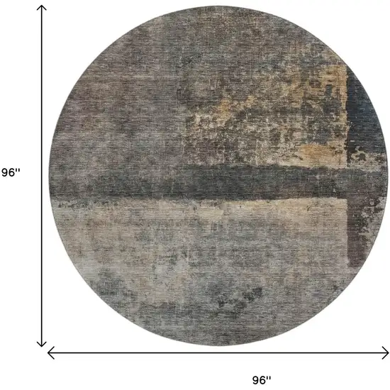 8' Coffee And Beige Abstract Washable Round Rug With UV Protection Photo 9