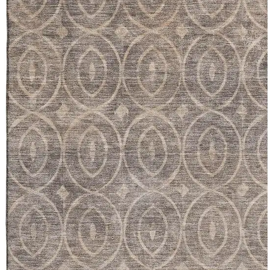 8' Coffee And Beige Geometric Washable Area Rug With UV Protection Photo 3
