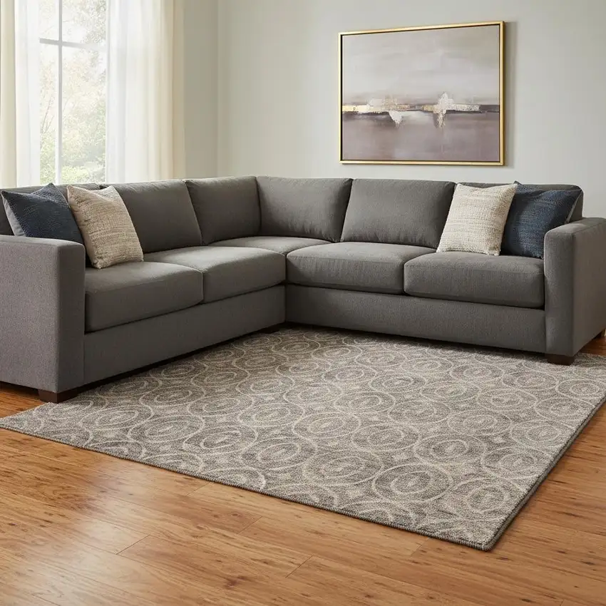 8' Coffee And Beige Geometric Washable Area Rug With UV Protection Photo 2