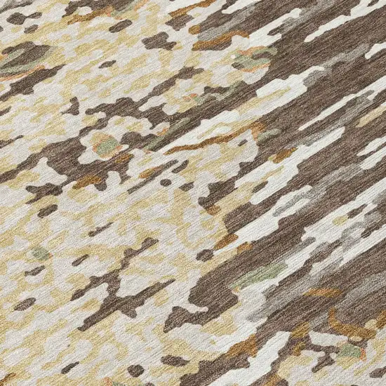8' Coffee And Brown Round Abstract Washable Indoor Outdoor Area Rug Photo 9
