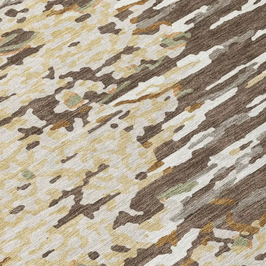 8' Coffee And Brown Round Abstract Washable Indoor Outdoor Area Rug Photo 9