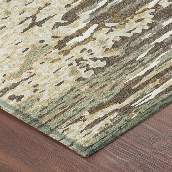 8' Coffee And Brown Round Abstract Washable Indoor Outdoor Area Rug Photo 8