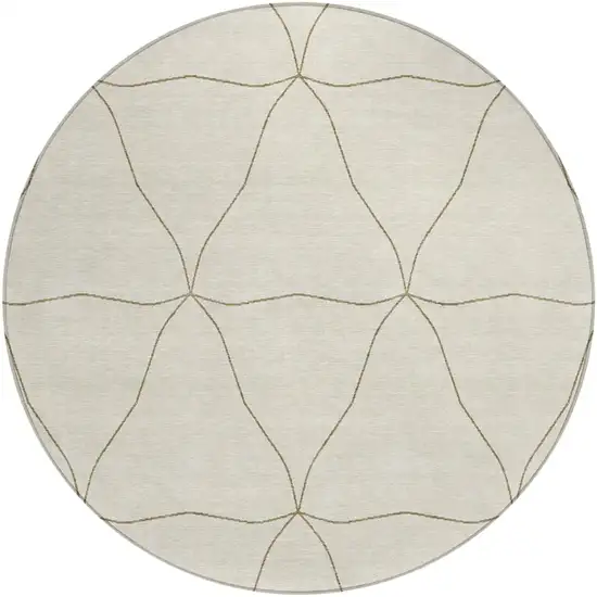 8' Coffee And Brown Round Geometric Washable Indoor Outdoor Area Rug Photo 2