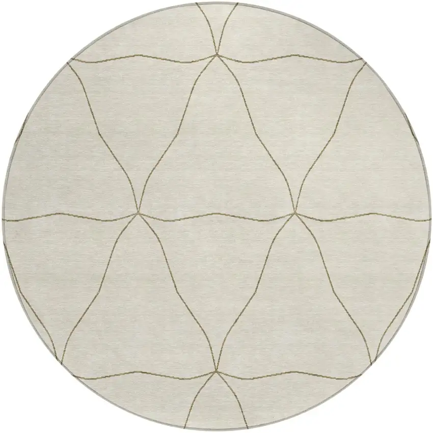 8' Coffee And Brown Round Geometric Washable Indoor Outdoor Area Rug Photo 2