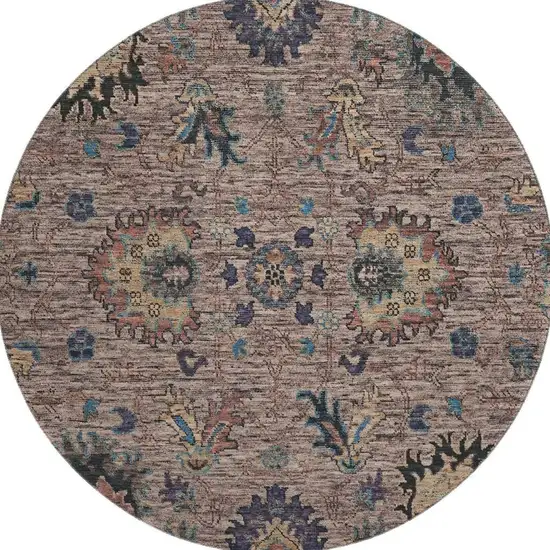 8' Coffee And Copper Oriental Washable Round Rug With UV Protection Photo 3