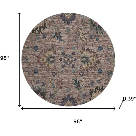 8' Coffee And Copper Oriental Washable Round Rug With UV Protection Photo 8