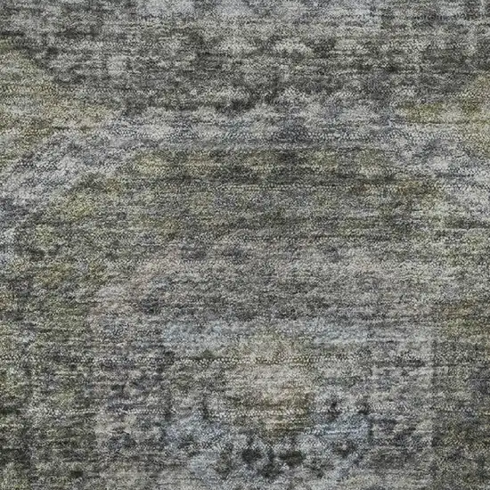 8' Coffee And Gray Abstract Geometric Washable Round Rug With UV Protection Photo 9