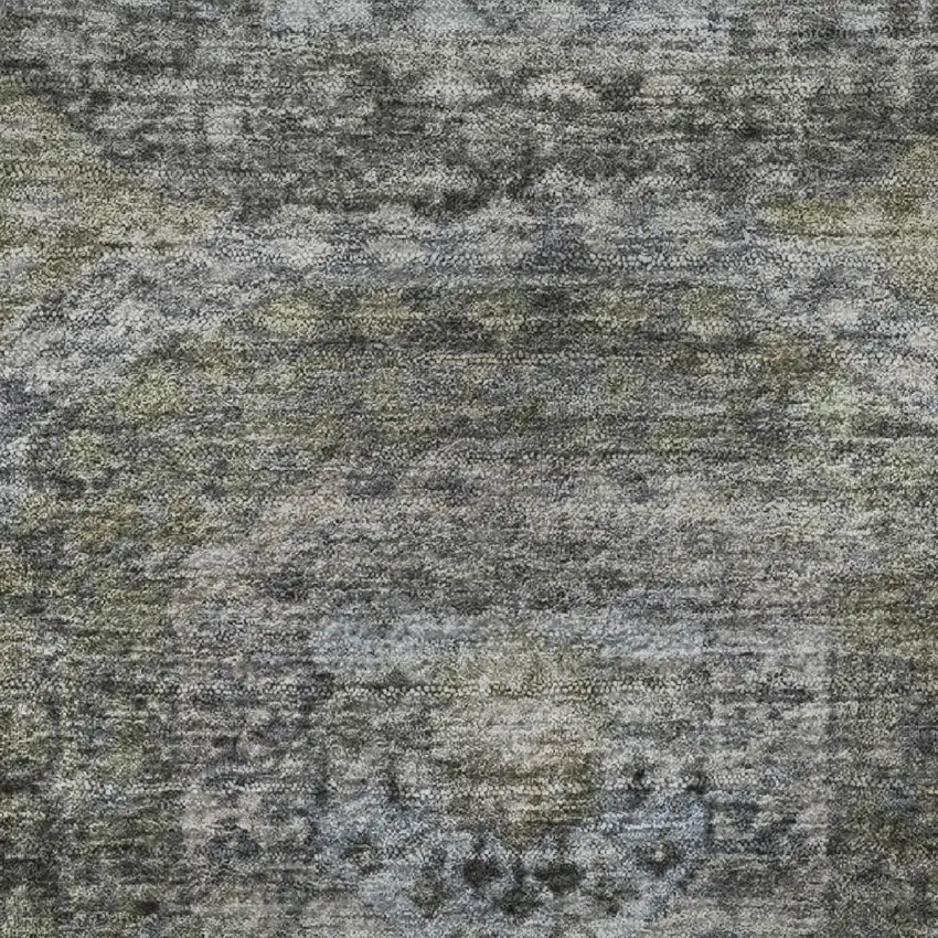 8' Coffee And Gray Abstract Geometric Washable Round Rug With UV Protection Photo 9