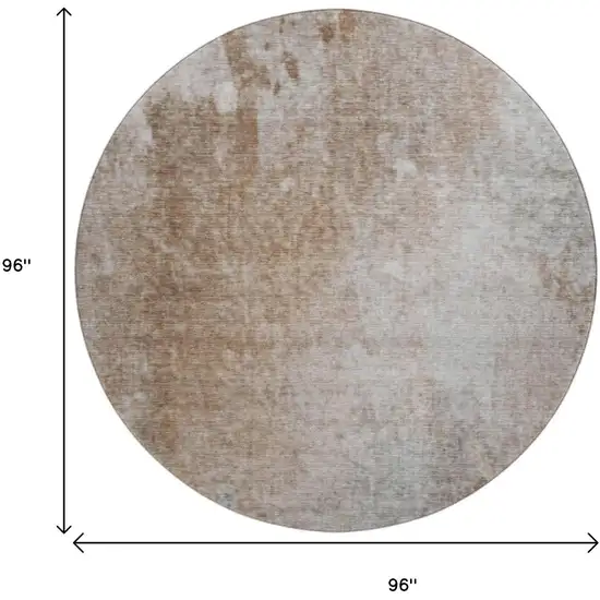 8' Coffee And Gray Abstract Washable Round Rug With UV Protection Photo 3