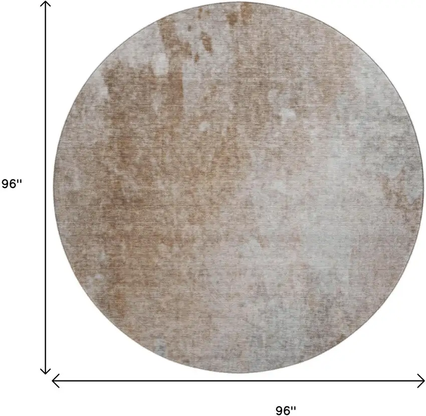 8' Coffee And Gray Abstract Washable Round Rug With UV Protection Photo 3