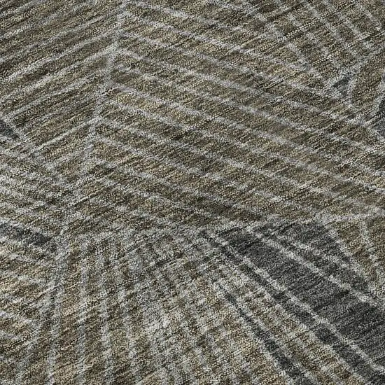 8' Coffee And Gray Geometric Washable Round Rug With UV Protection Photo 9