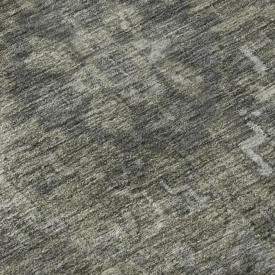 8' Coffee And Gray Medallion Distressed Washable Round Rug With UV Protection Photo 7