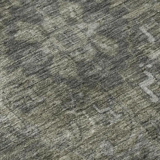 8' Coffee And Gray Oriental Washable Round Rug With UV Protection Photo 9