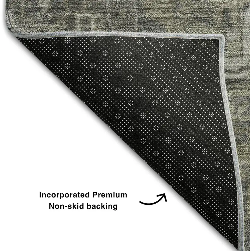 8' Coffee And Gray Medallion Distressed Washable Round Rug With UV Protection Photo 5
