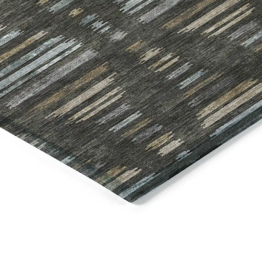 8' Coffee And Gray Round Striped Washable Indoor Outdoor Area Rug Photo 8