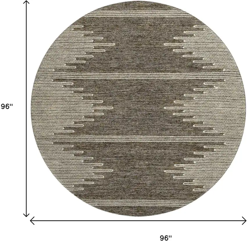 8' Coffee And Ivory Abstract Washable Round Rug With UV Protection Photo 3