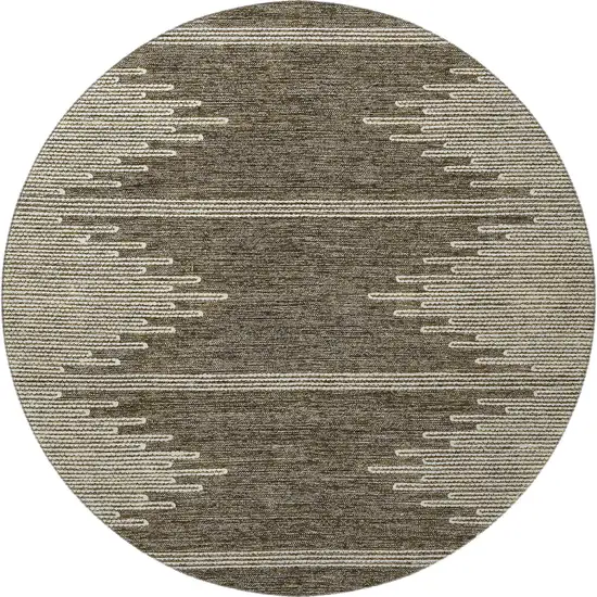 8' Coffee And Ivory Abstract Washable Round Rug With UV Protection Photo 4