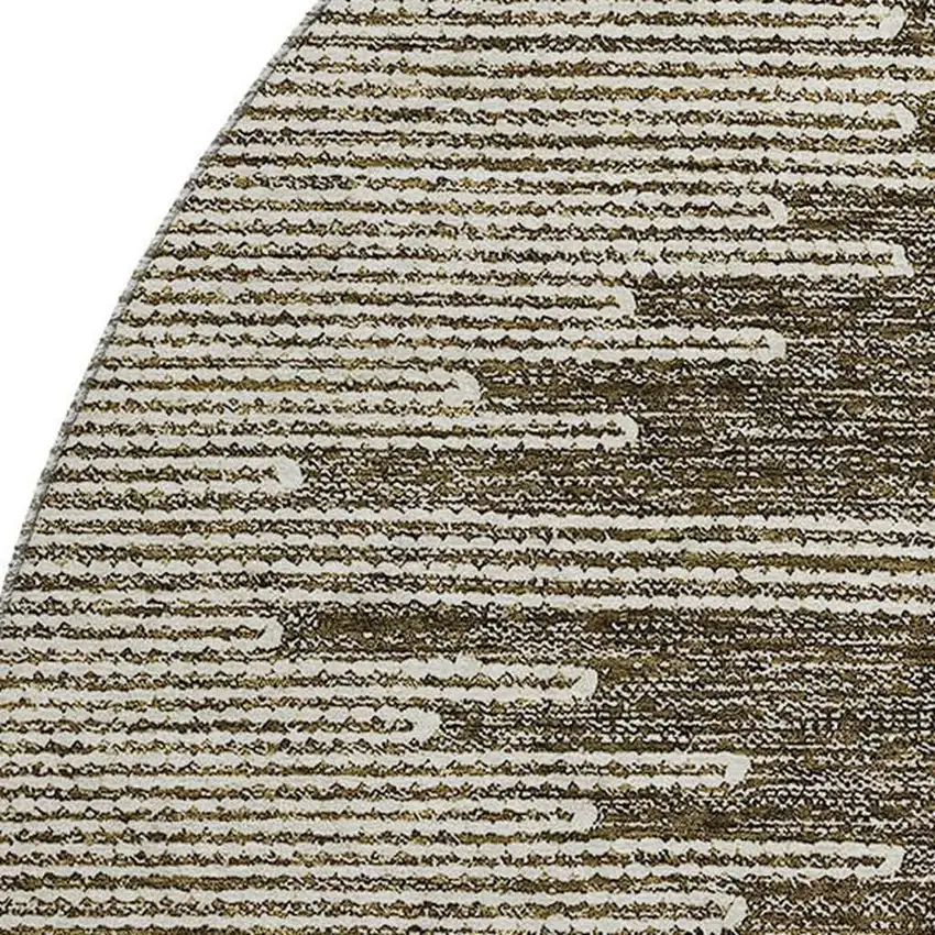 8' Coffee And Ivory Abstract Washable Round Rug With UV Protection Photo 3