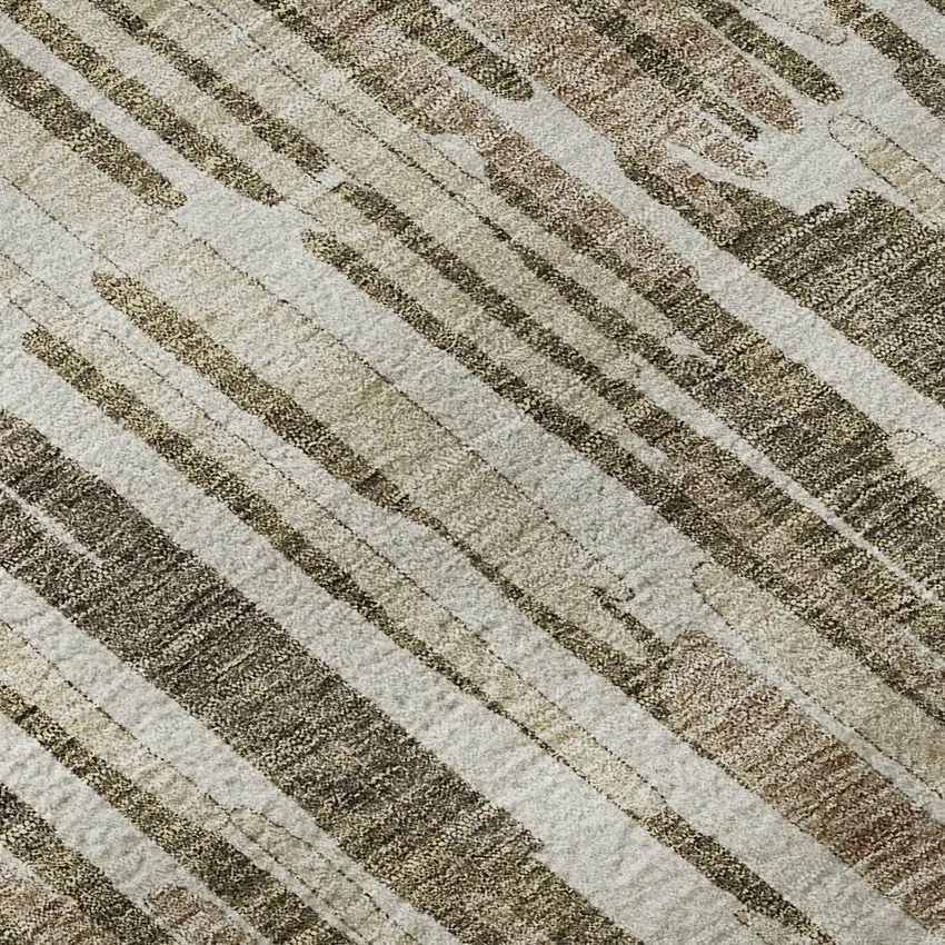 8' Coffee And Ivory Abstract Washable Round Rug With UV Protection Photo 9