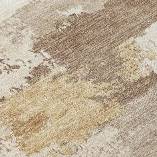 8' Coffee And Ivory Round Abstract Washable Indoor Outdoor Area Rug Photo 9