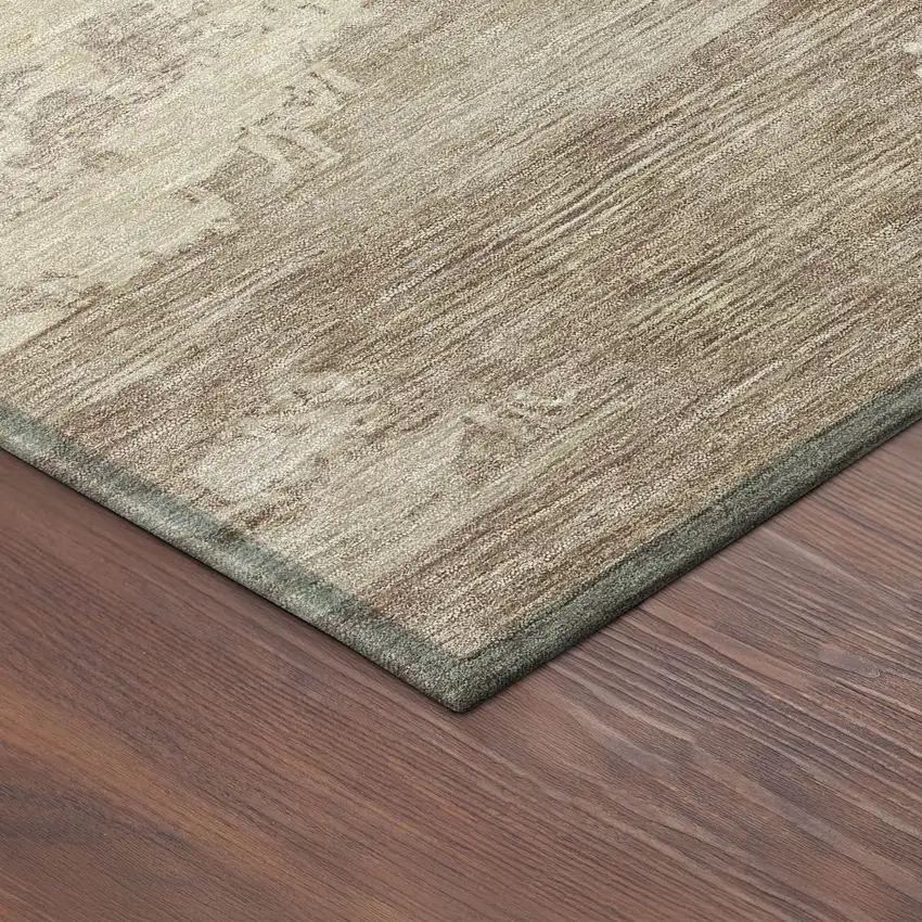 8' Coffee And Ivory Round Abstract Washable Indoor Outdoor Area Rug Photo 8