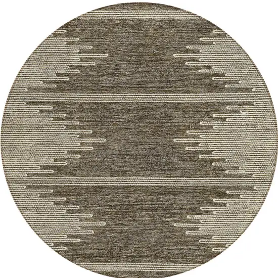 8' Coffee And Ivory Round Abstract Washable Indoor Outdoor Area Rug Photo 6