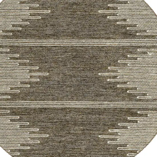 8' Coffee And Ivory Round Abstract Washable Indoor Outdoor Area Rug Photo 5