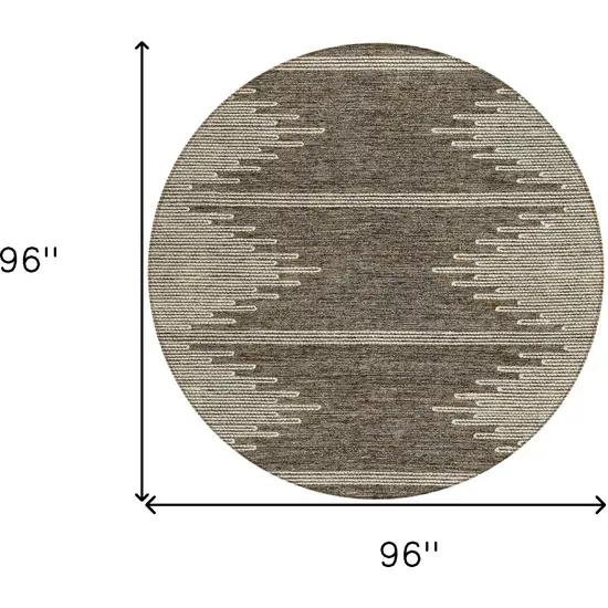 8' Coffee And Ivory Round Abstract Washable Indoor Outdoor Area Rug Photo 3