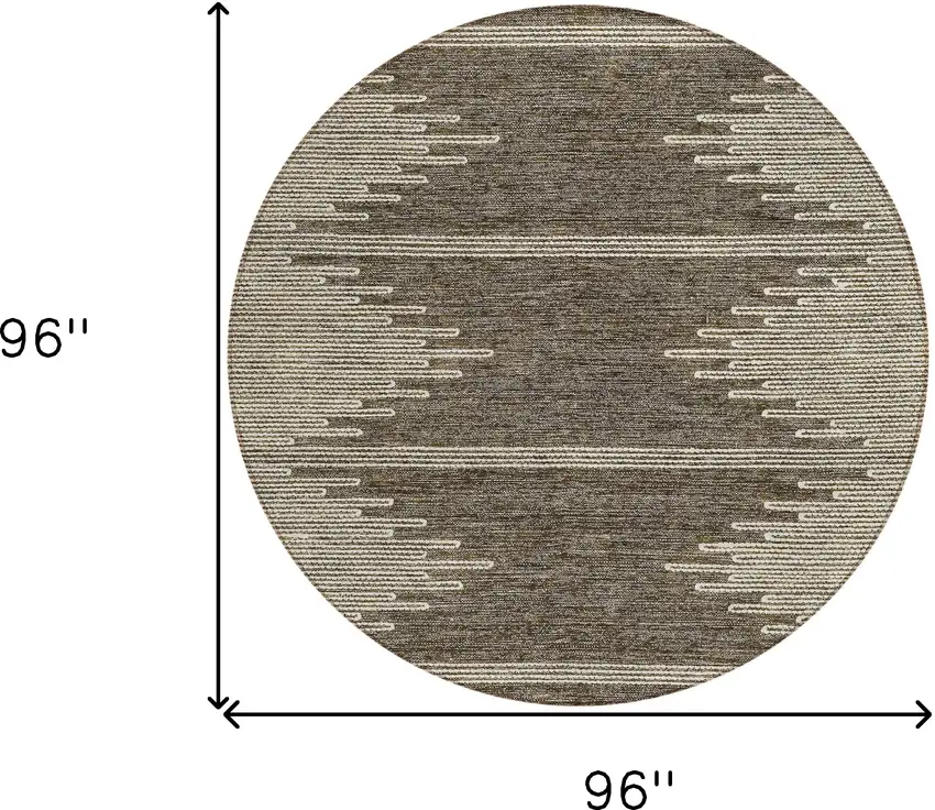 8' Coffee And Ivory Round Abstract Washable Indoor Outdoor Area Rug Photo 3