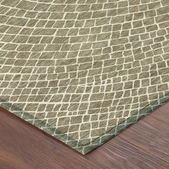 8' Coffee And Ivory Round Geometric Washable Indoor Outdoor Area Rug Photo 6
