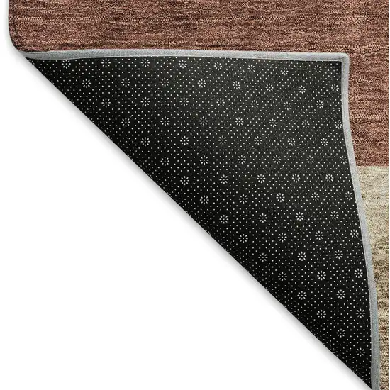 8' Coffee And Merlot Geometric Washable Round Rug With UV Protection Photo 5