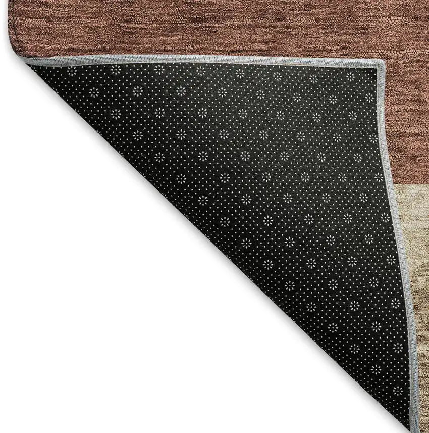 8' Coffee And Merlot Geometric Washable Round Rug With UV Protection Photo 5