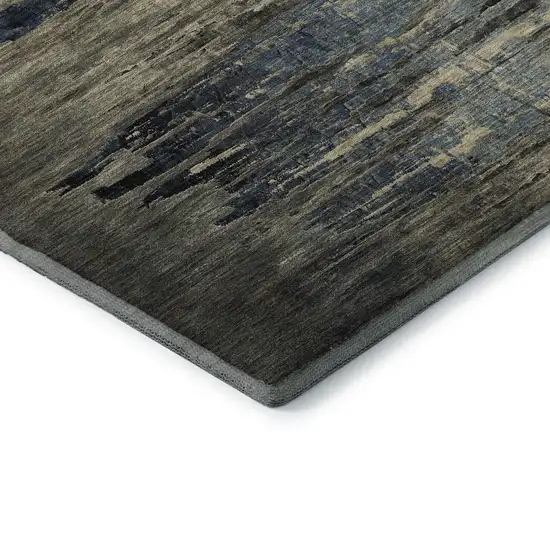 8' Coffee And Navy Blue Abstract Washable Area Rug With UV Protection Photo 7