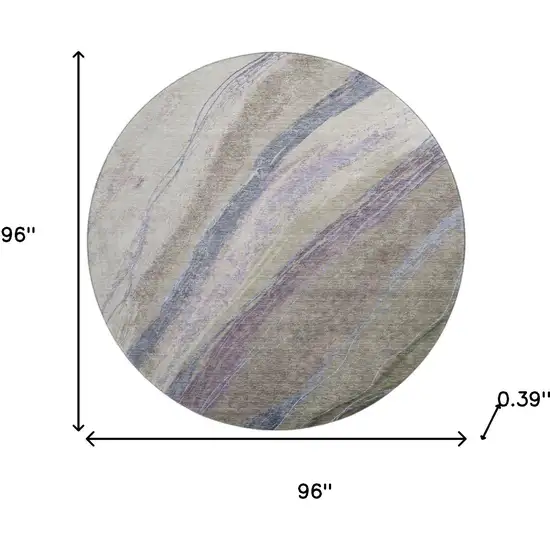 8' Coffee And Purple Abstract Washable Round Rug With UV Protection Photo 8