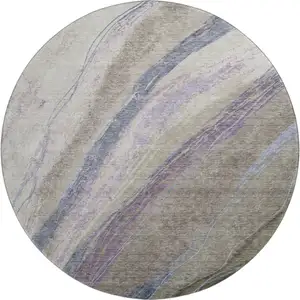 Photo of 8' Coffee And Purple Abstract Washable Round Rug With UV Protection