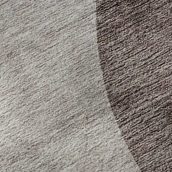 8' Coffee And Taupe Geometric Washable Round Rug With UV Protection Photo 9