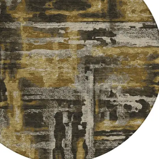 8' Coffee And Taupe Round Abstract Washable Indoor Outdoor Area Rug Photo 8
