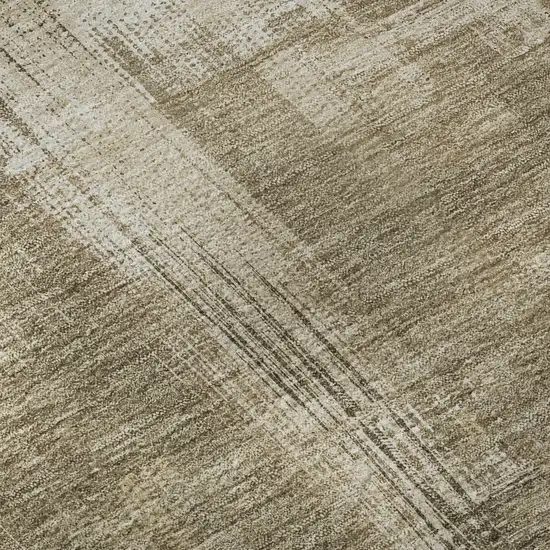 8' Coffee Beige And Ivory Abstract Washable Area Rug With UV Protection Photo 9