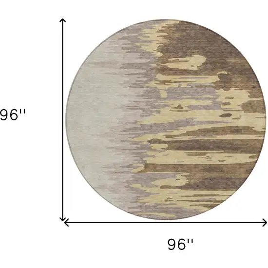 8' Coffee Beige And Tan Round Abstract Washable Indoor Outdoor Area Rug Photo 9