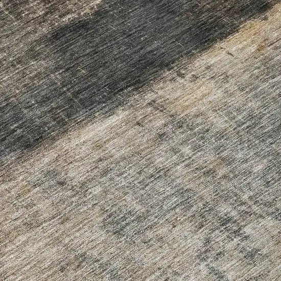 8' Coffee Black And Beige Round Abstract Washable Indoor Outdoor Area Rug Photo 8