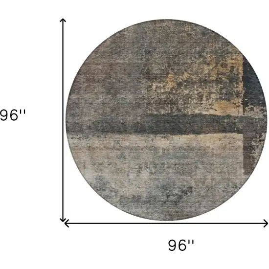 8' Coffee Black And Beige Round Abstract Washable Indoor Outdoor Area Rug Photo 3