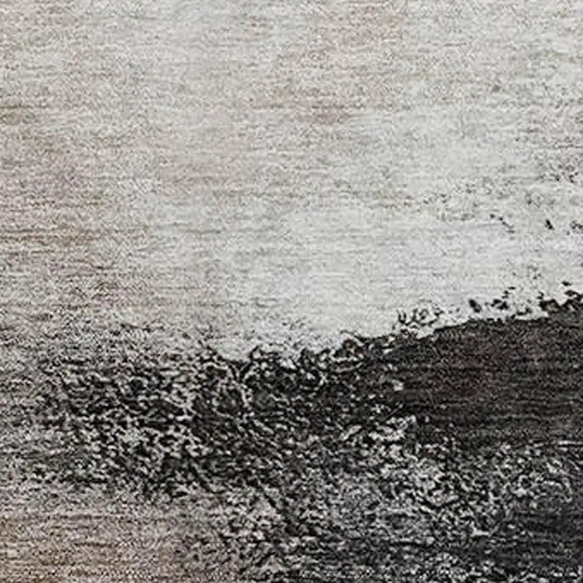 8' Coffee Charcoal And Ivory Abstract Washable Round Rug With UV Protection Photo 2