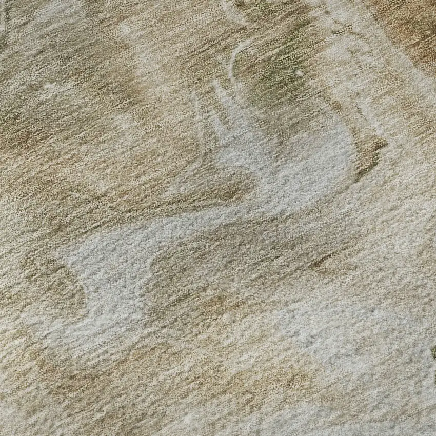 8' Coffee Copper And Silver Abstract Washable Round Rug With UV Protection Photo 8