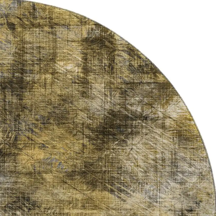 8' Coffee Gray And Ivory Abstract Washable Round Rug With UV Protection Photo 3