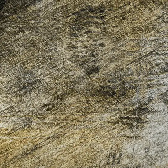 8' Coffee Gray And Ivory Abstract Washable Round Rug With UV Protection Photo 8