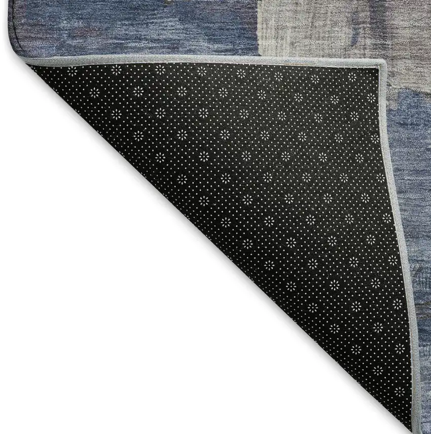 8' Coffee Green And Blue Abstract Washable Area Rug With UV Protection Photo 4