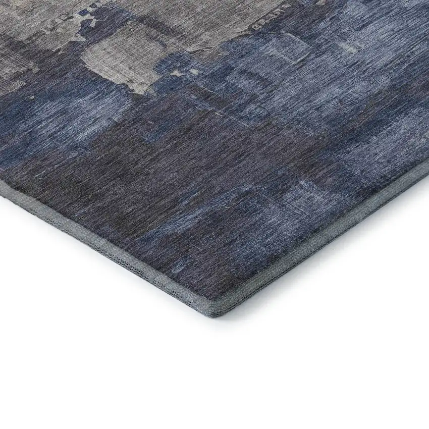 8' Coffee Green And Blue Abstract Washable Area Rug With UV Protection Photo 5