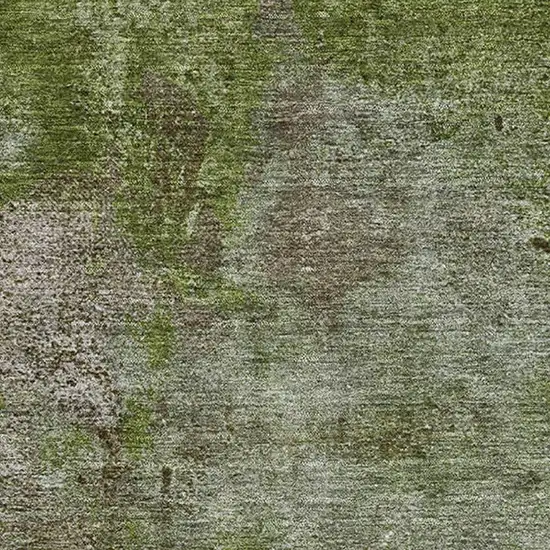 8' Coffee Green And Taupe Abstract Washable Area Rug With UV Protection Photo 2