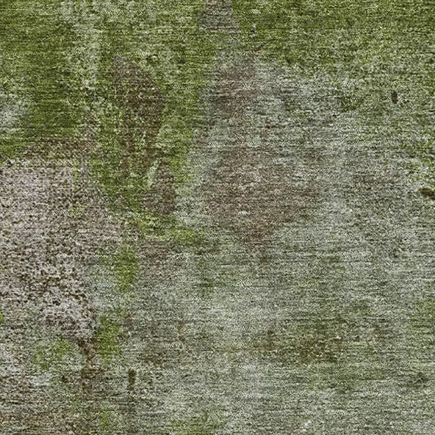 8' Coffee Green And Taupe Abstract Washable Area Rug With UV Protection Photo 2