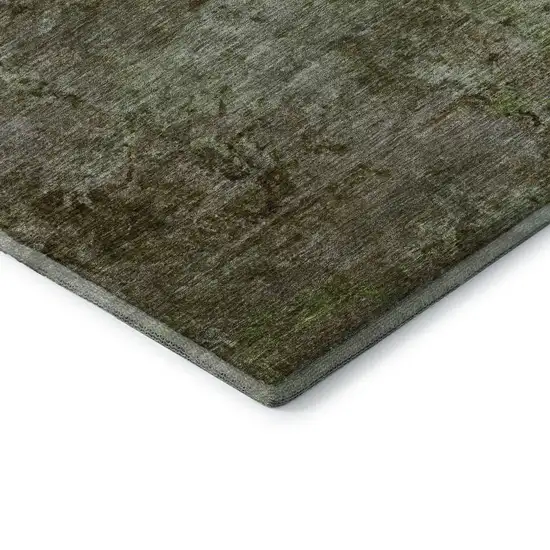 8' Coffee Green And Taupe Abstract Washable Area Rug With UV Protection Photo 7